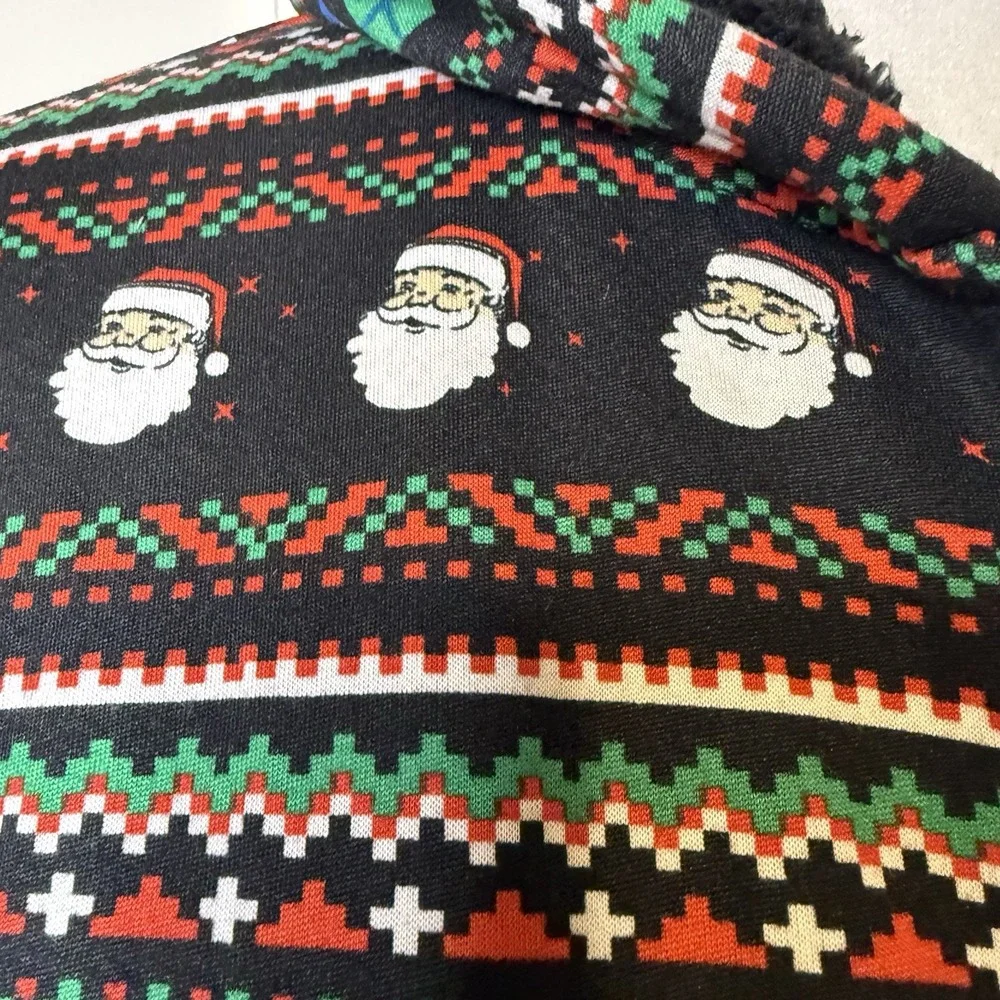Berkley Jensen Christmas Hoodie Jacket Juniors Sz 14-16 Santa Cozy Plush Lined